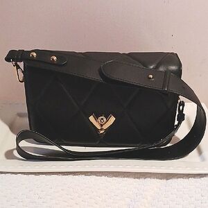 Valentino Orlandi ⚜️Chic Black Diamond Quilted Bag  Elegant! ⚜️ 👑 ⚜️